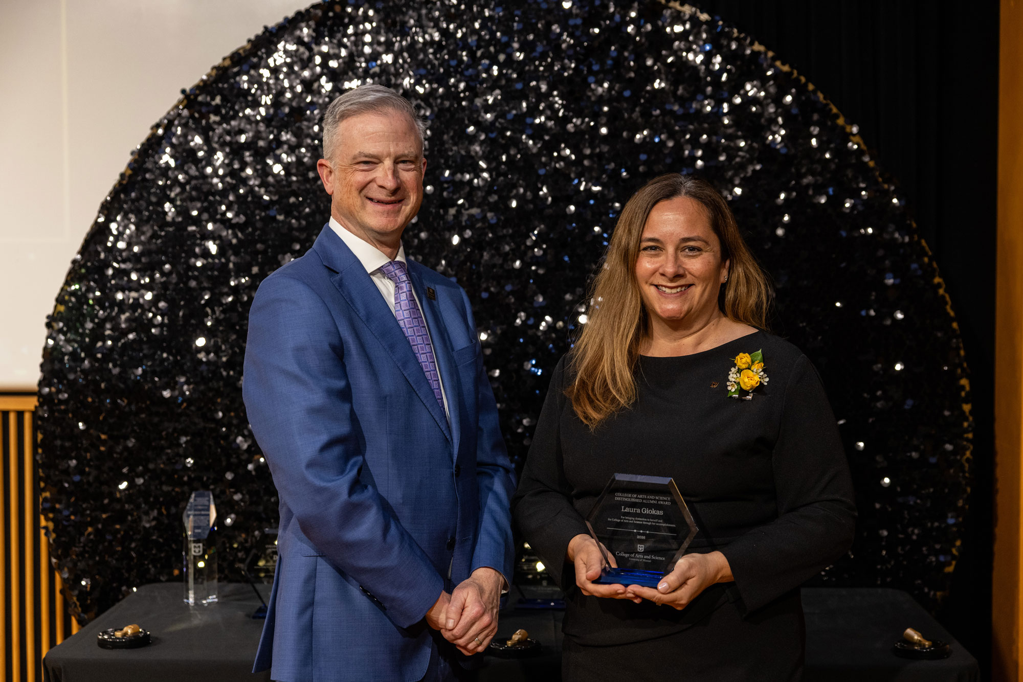 Laura Giokas winning the 2026 distinguished alumni award